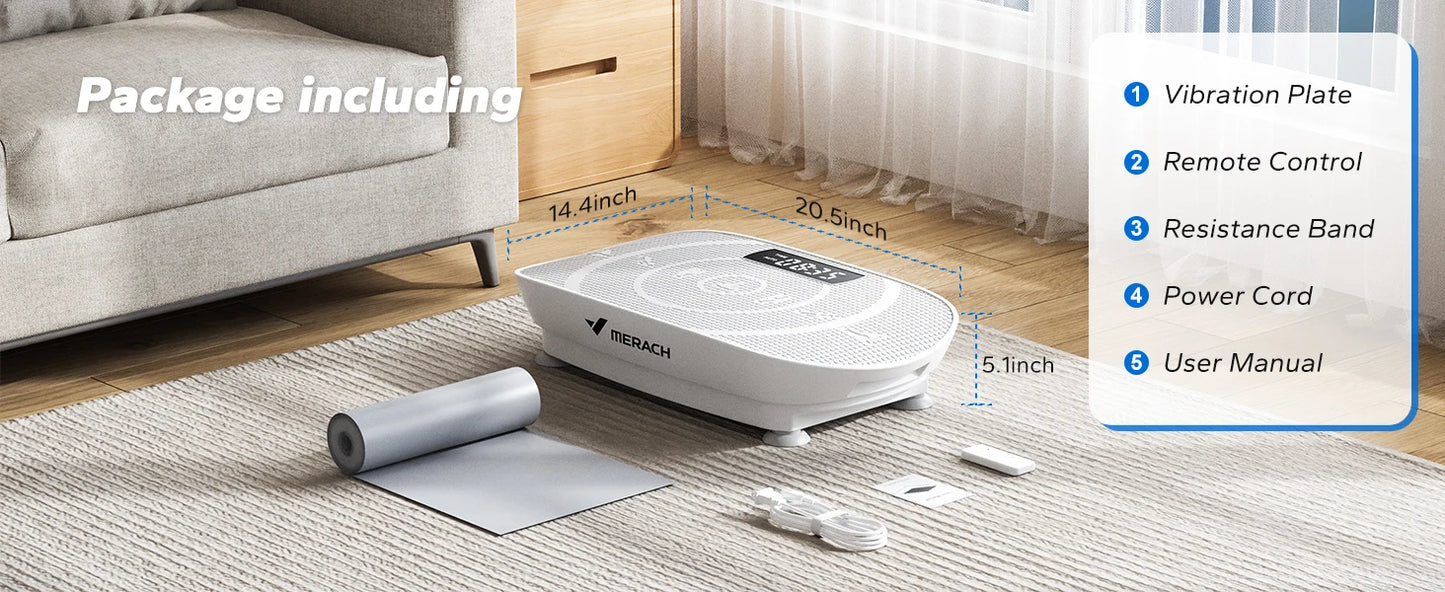 MERACH Vibration Plate – Whole Body Workout Machine with Bluetooth & Resistance Bands